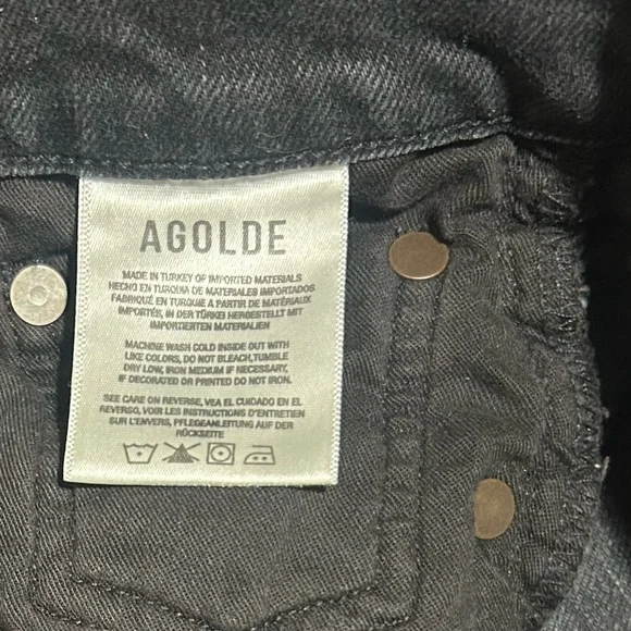 Agolde Nico High Waisted Cassette Distressed Button Fly Black Jeans Size 27 - Picture 9 of 9